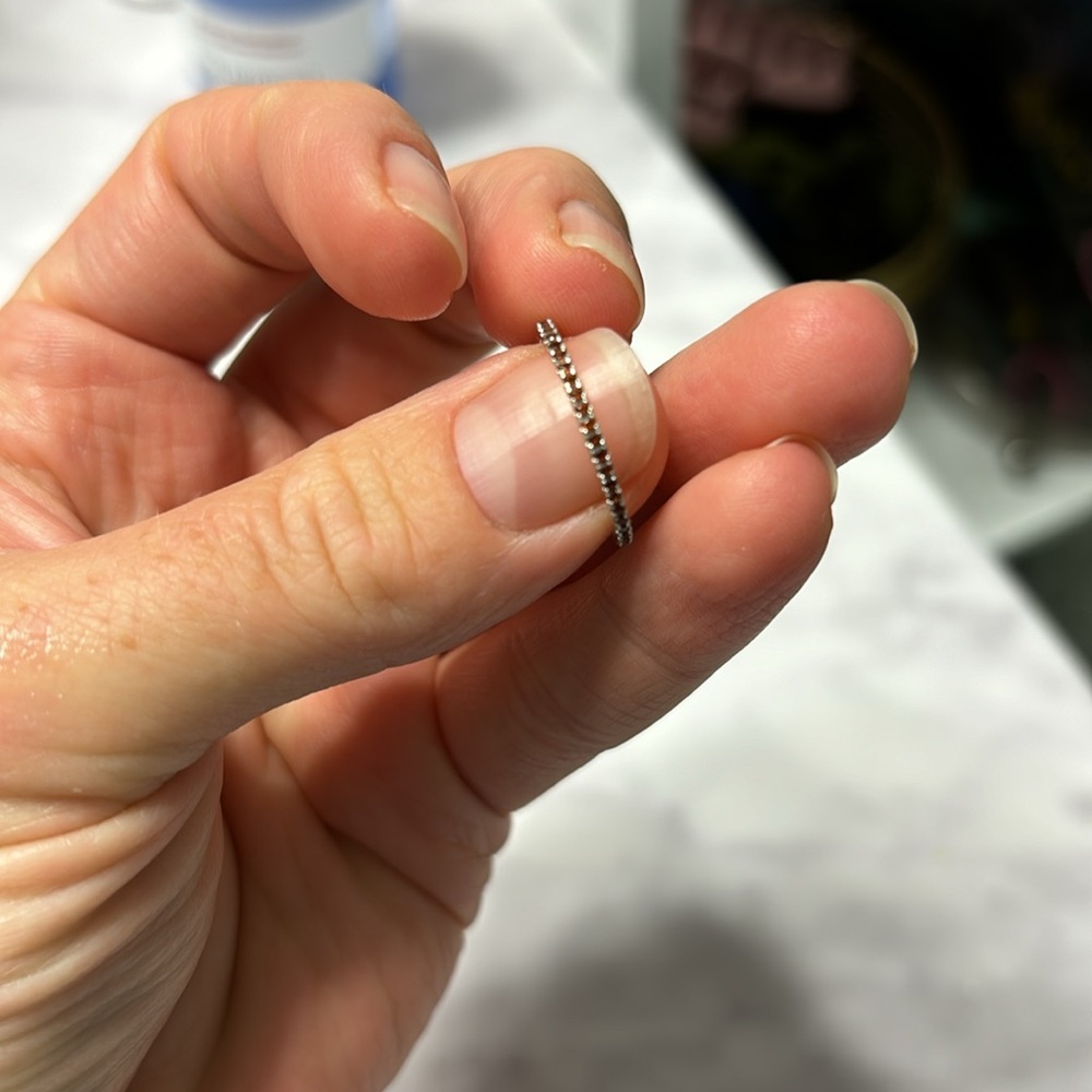 Eriness Garnet White Gold Stackable Ring, Size 5.5 - image 3